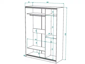 Шкаф-купе 2-х дверный Виктория 1600х584х2300, Белый 16ДЗДЗ-ПЯ-Б 310-413