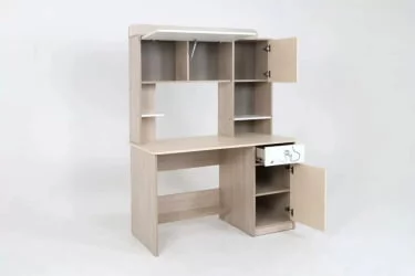 Компьютерный стол с ящиками Котофей Ясень шимо светлый Вайс Белый