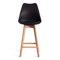 Стул барный TULIP BAR (mod. C1014H-1) / 1 шт. в упаковке пластик/дерево, 42 х 47,5 х 104 см, Black (Черный) 3010/ натуральный