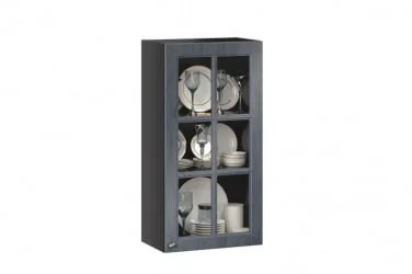 Шкаф кухонный 600 высокий со стеклом Мокка ЛД 274.450.000.176 Черный Дуб фактурный антрацит