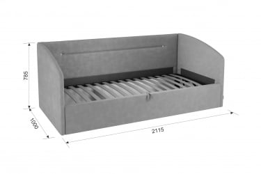 Односпальная кровать с подъемным механизмом Альба (Софа) КМ.S-16 нежно-розовый (велюр)