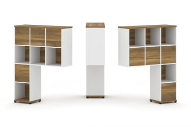 Надставка на стол высокая двухсторонняя + задняя стенка (8 шт.) CONCEPT CN.DNV-005 Сандал Янтарный Белый бриллиант Черный металл