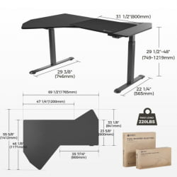 Стол компьютерный с электроприводом Eureka ERK-EDI-FS-MSW (Fan shaped), черный