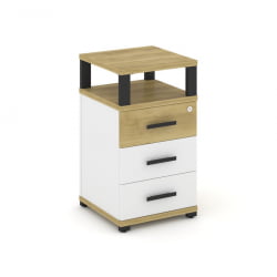 Тумба приставная с 3-мя ящиками и надставкой CОНCЕПТ CН.ТУП-003 Б/В Дуб Винченцо Белый бриллиант Черный / CONCEPT CN.TUP-003 B/W
