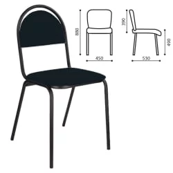 Стул для посетителей РС00М черный каркас кожзам Черный