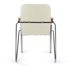 Кресло для приемных BRABIX Samba CF-105 BOX-2 хром каркас накладки бук, кожзам Бежевый