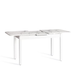 Стол ALIGERY ЛДСП/HPL/опора-массив березы , 130 х 75+30 х 75 см, Мрамор светлый/белый