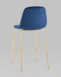 Стул полубарный Валенсия SN велюр Синий золотые ножки