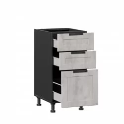 Тумба кухонная 400 с 3 ящиками (4) Джамис ЛД 296.110.000.049 Черный Белый камень