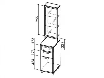 Тумба с зеркалом WEST Модуль 3 Ясень шимо св/ясень шимо темн
