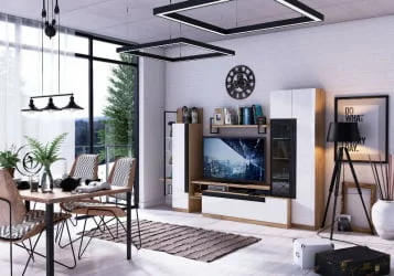 Шкаф с витриной Кёльн ЛД.674.020.000 Дуб Золотой/Белый