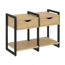 Тумба на регулируемых опорах наборная. Вариант №1 LOFT VR.L-TN-1.O Металл черный Тиквуд светлый