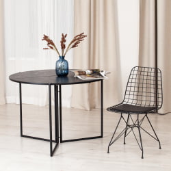 Стол складывающийся YOOP (mod. 1202) ЛДСП+меламин/металл, 100 х 100 х 72 см, черный мрамор/черный