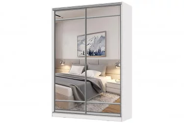 Шкаф-купе 2-х дверный Виктория 1600х584х2300, Белый 16ДЗЗЗДЗЗЗ-ПШ-Б 310-394