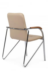 Стул Самба с деревянными подлокотниками СМБ-02Х Хром гальв. Бежевый / SMB-02H