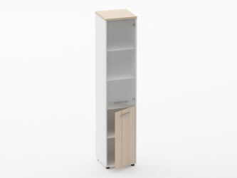 Шкаф 4 узкий верх стеклянная дверь, низ закрытый Deka 10.19.17Пр Туя/Белый