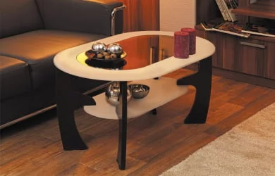 Овальный стол из стекла со вставкой из стекла овальный Дуб беленый Венге