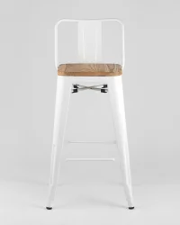 Полубарный стул Tolix Wood со спинкой Белый