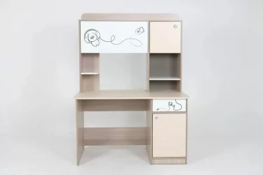 Компьютерный стол с ящиками Котофей Ясень шимо светлый Вайс Белый