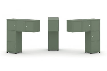 Надставка на стол низкая двухсторонняя + задняя стенка (5 шт.) + распашной фасад (5 шт.) CONCEPT CN.DNN-007 Кобо Черный металл