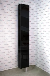 Распашной шкаф в гостиную в черном глянцевом стекле Лупо Шелф (правый) Беленый дуб