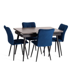 Раздвижной стол Lord Grey/Лорд Грей столешница керамика (матовая) /опоры металл, светло-серый/черный, (120+30+30)x80x75 см