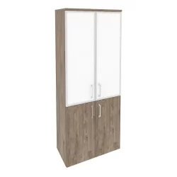 Шкаф высокий широкий ОНИКС О.СТ-1.2Р вхите Тиквуд Темный / ONIX O.ST-1.2R white