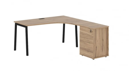 Стол эргономичный с тумбой (правый) EDIS ELCET 1518 R Дуб Денвер светлый Черный