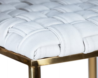 Стул барный DOBRIN EMMA GOLD (белый PU (T-01), белая ткань (F-49))