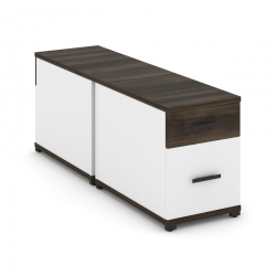 Тумба двухсторонняя опорная приставная с ящиком и распашным фасадом CОНCЕПТ CН.ДТГО-004 Б/В Дуб Мали Белый бриллиант Черный / CONCEPT CN.DTGO-004 B/W