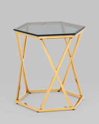Журнальный столик Круз 48*42 стекло smoke сталь Золото