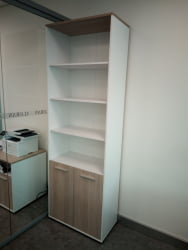 Шкаф 5 широкий верх открытый, низ закрытый Дека 10.23.111 Дуб Сантана светлый/Белый / Deka