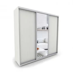 Шкаф-купе трехстворчатый с зеркалом Акцент-Сим ДЗ 1800х600 Выбеленное дерево