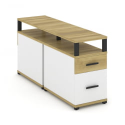 Тумба двухсторонняя опорная приставная с ящиком, распашным фасадом и надставкой CОНCЕПТ CН.ДТГП-002 Б/В Дуб Винченцо Белый бриллиант Черный / CONCEPT CN.DTGP-002 B/W