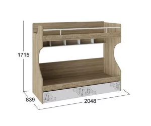 Кровать 2-х ярусная Оксфорд ТД-139.11.01 Ривьера Белый с рисунком
