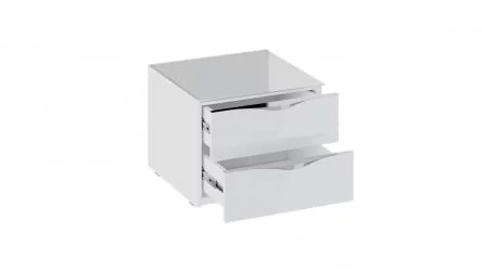 Тумба прикроватная с 2 ящиками Глосс ТД 319.03.01 Белый глянец/Стекло