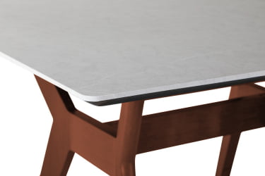 Стол Нарвик 960*960 мрамор Бианко Темный орех