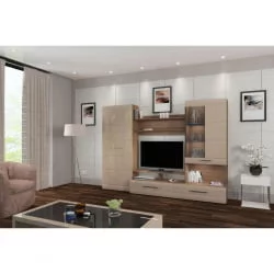 Гостиная Верона Дуб Аутентик Мокко глянец