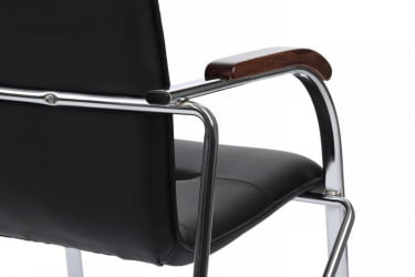 Стул Самба с деревянными подлокотниками СМБ-02Х Хром гальв. Черный / SMB-02H