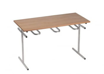 Стол обеденный универсальный с подвесами для 6 табуретов 1500х700 мм ЛДСП Серый/Металл Коричневый