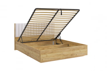 Кровать с подъемным механизмом 160х200 см Адам MSA-06 дуб крафт золотой/белоснежный (экокожа)