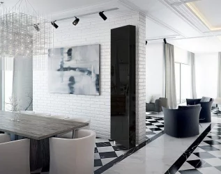 Распашной шкаф в гостиную в черном глянцевом стекле Драйв Шелф (левый) Беленый дуб