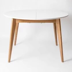 Круглый раздвижной стол Орион Plus 100x100 Морилка Орех Эмаль белая