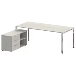 Стол рабочий руководителя с опорной тумбой левый МЕТАЛ СЙСТЕМ ДИРЕCТ БГ.СРТ-6.9 Л Дуб Наварра / METAL SYSTEM DIRECT