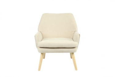 Кресло Харви бежевый с коричневой экокожей деревянные ножки