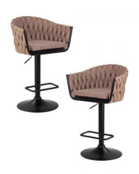Стул барный ДОБРИН ЛЕОН (коричневая ткань (ЛАР 275-3)) 2 шт / DOBRIN LEON (LAR