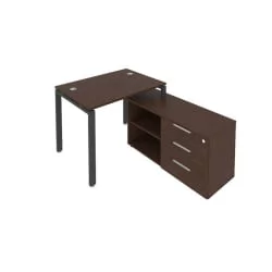 Рабочая станция на П-образном м/к с опорной тумбой правая Metal System БП.РС-СТС-2.1 Пр Венге/Антрацит