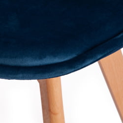 Стул TULIP SOFT (mod. 74) / 1 шт. в упаковке вельвет/дерево , 54 х 47 х 83 см , синий (HLR 63)/натуральный