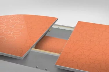 Стол обеденный Универсальный 32мм ХРОМ мет.напр. 3 кат. 103 2007 круги ЛДСП серый