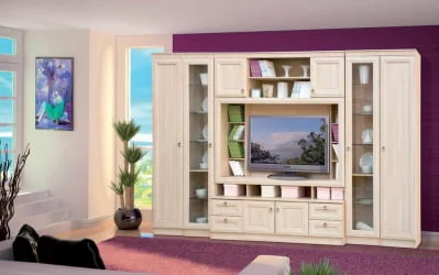 Модульный шкаф в гостиную 602  Денвер светлый